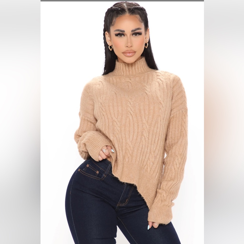 Fashion nova extremely soft tan sweater size large
